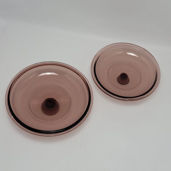 2 Vintage Pyrex Corning Ware Visions Cranberry Lid Replacement V1.5C And V2.5C - Picture 2 of 9